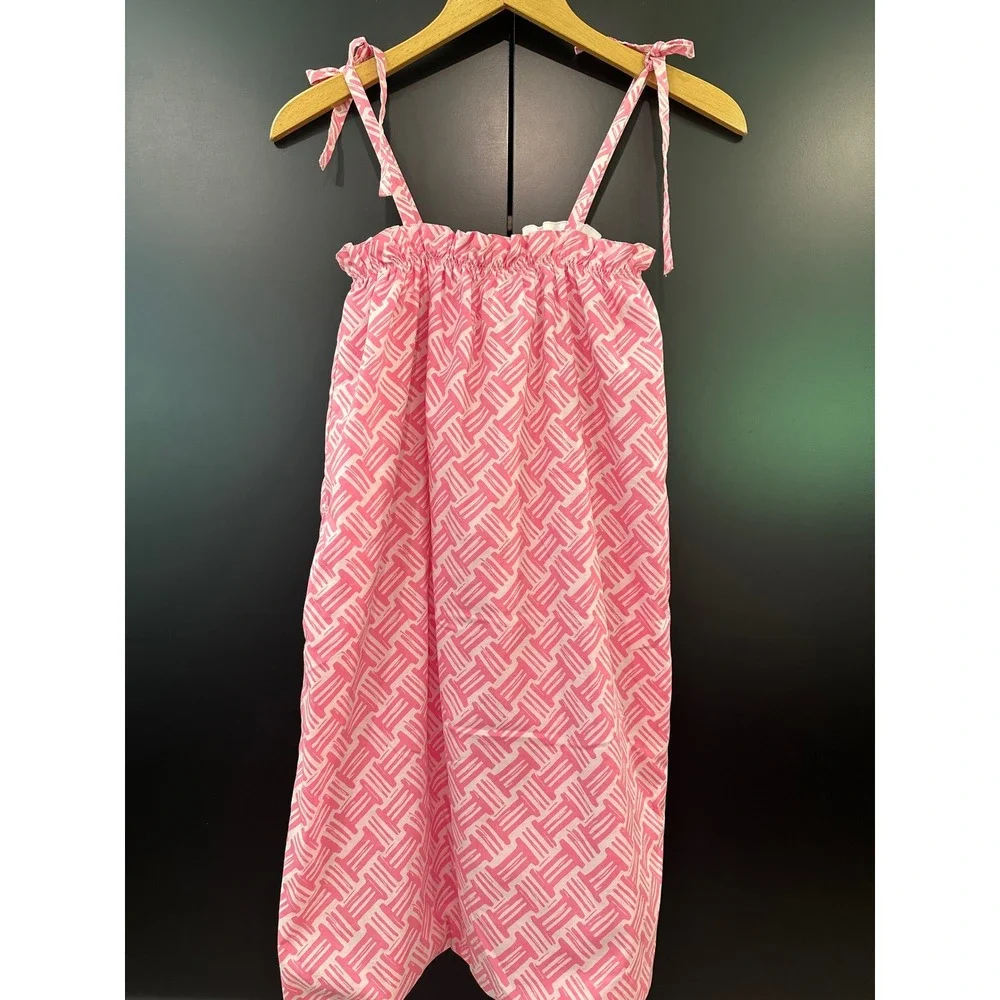 The Beaufort Bonnet Company Girls Pink Geometric Tie Shoulder Dress Size 12